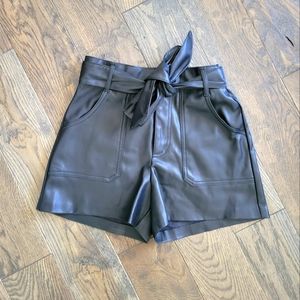 Zara black high waisted leather shorts